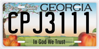 GA license plate CPJ3111