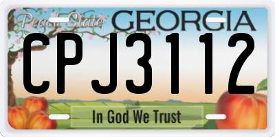 GA license plate CPJ3112