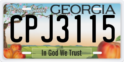 GA license plate CPJ3115