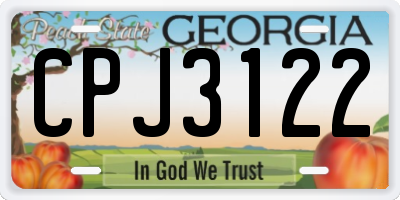 GA license plate CPJ3122