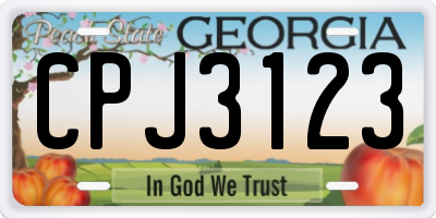 GA license plate CPJ3123