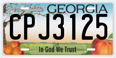 GA license plate CPJ3125