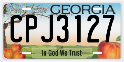 GA license plate CPJ3127