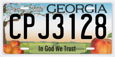 GA license plate CPJ3128