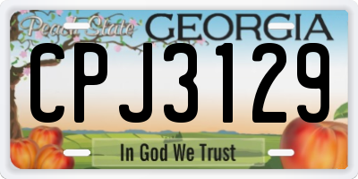 GA license plate CPJ3129