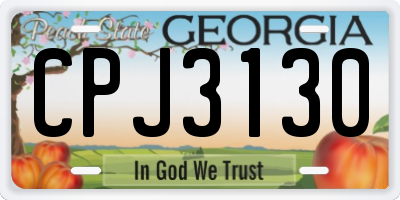 GA license plate CPJ3130