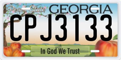GA license plate CPJ3133