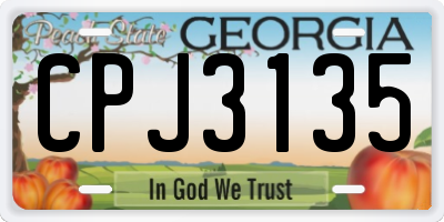 GA license plate CPJ3135