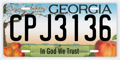 GA license plate CPJ3136