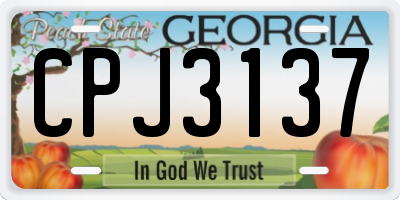 GA license plate CPJ3137
