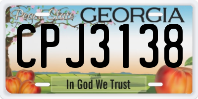GA license plate CPJ3138
