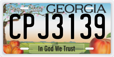 GA license plate CPJ3139
