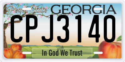 GA license plate CPJ3140