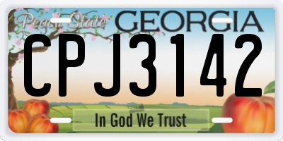 GA license plate CPJ3142
