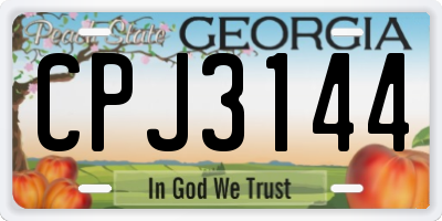 GA license plate CPJ3144