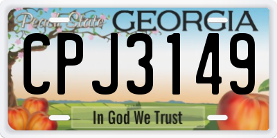 GA license plate CPJ3149