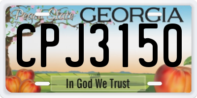 GA license plate CPJ3150