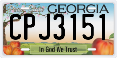 GA license plate CPJ3151