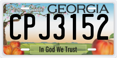 GA license plate CPJ3152