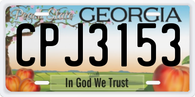 GA license plate CPJ3153