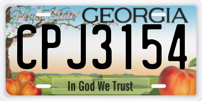 GA license plate CPJ3154
