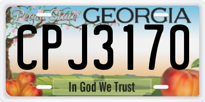 GA license plate CPJ3170
