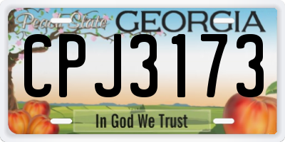 GA license plate CPJ3173