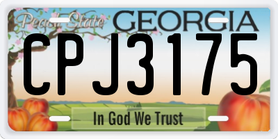 GA license plate CPJ3175
