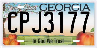 GA license plate CPJ3177