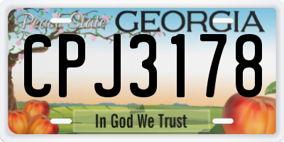 GA license plate CPJ3178
