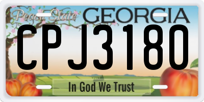 GA license plate CPJ3180