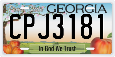 GA license plate CPJ3181
