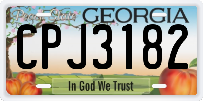 GA license plate CPJ3182