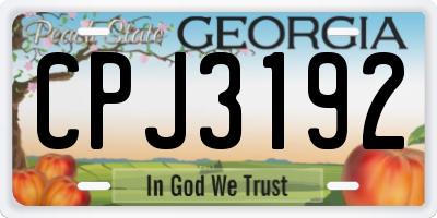 GA license plate CPJ3192