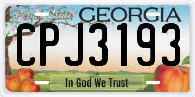 GA license plate CPJ3193