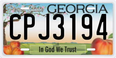 GA license plate CPJ3194