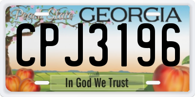 GA license plate CPJ3196