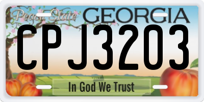 GA license plate CPJ3203