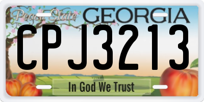 GA license plate CPJ3213