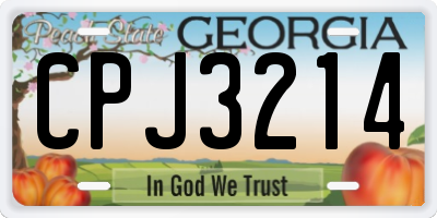 GA license plate CPJ3214