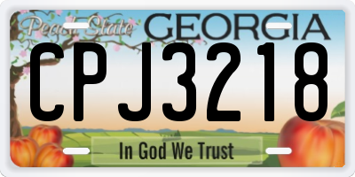 GA license plate CPJ3218