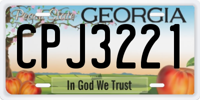 GA license plate CPJ3221