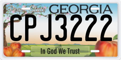 GA license plate CPJ3222