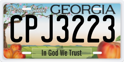 GA license plate CPJ3223