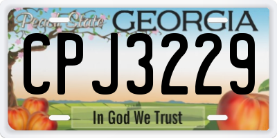 GA license plate CPJ3229