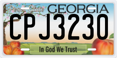 GA license plate CPJ3230
