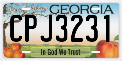 GA license plate CPJ3231