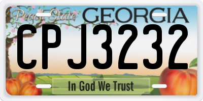 GA license plate CPJ3232