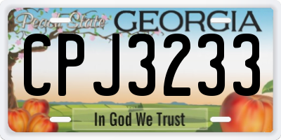 GA license plate CPJ3233