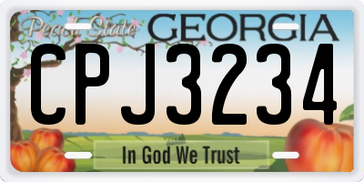 GA license plate CPJ3234